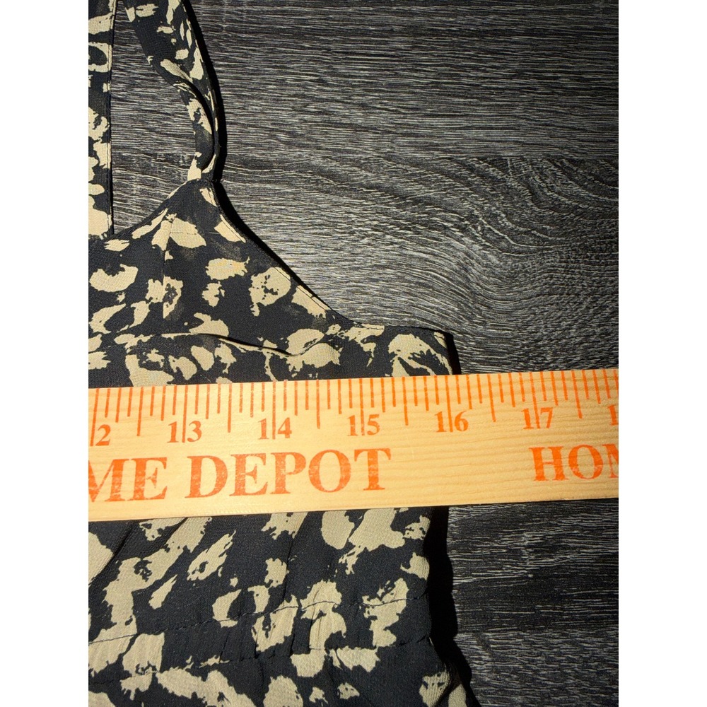 Decree Womens Small Black Cream Floral High Low Maxi Dress V-Neck Boho Tie Back - Picture 5 of 8